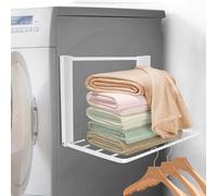 Cyiecweu Estanteria Lavadora con Tendedero Plegable, Difusor Universal para Secador con Toallero Extensible, Kit Union Lavadora Secadora, 40.5 * 25cm, Blanco