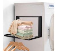 Cyiecweu Mueble Lavadora con Tendedero Plegable, Difusor Universal para Secador con Toallero Extensible, Kit Union Lavadora Secadora, 40.5 * 25cm, Noir