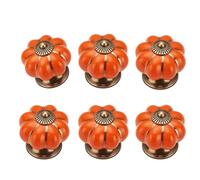 CYILIUEN Juego de 6 botones de cerámica con junta de rosca y tornillo de cerámica naranja para armario de cocina