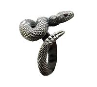 CYILPR Anillo de serpiente de cascabel para mujeres y hombres, estilo retro, color plateado, anillo para mujer, anillo punk ajustable, anillo gótico para parejas, regalo de joyería, A Close, Cobre