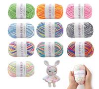 CYIOU 10 x 50g Lana para Tejer 100 m/Rollo Lana Crochet Multicolor Ovillos de Algodon Lanas para Crochet Bolas de Hilo Trenzado a Mano Se Utiliza para DIY Craft Tejer Bufandas (10 Colores)