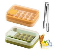 CYIOU 2 Piezas Cubiteras para Hielo Cubitera con Tapa Reutilizable Cubitos de Hielo de Plástico para Bandejas de Cubitera Hielo Whisky Cerveza Zumos Cócteles (Amarillas/Verdes)