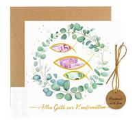 CYIOU 2 Piezas Tarjetas de Comunion Niña Niño Regalos Primera Comunion con Sobre Cordel de Yute Etiqueta y Puntos Adhesivos para Regalos Hechos a Mano Diy Reuniones Grupales