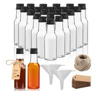 CYIOU 30 PCS Mini Botellas Licor 50ml Mini Botellas de Plástico Reutilizables Botellitas de Licor Pequeñas con 1 Embudo 30 Etiquetas y 1 Rollo de Cuerda para Zumos Batidos Bodas y Fiestas