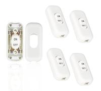CYIOU 4 Pcs Interruptor de Cable en Línea 250V 6A Torpedo Interruptor Botón Interruptor Unipolar Lampara para Lámpara de Escritorio Lámpara de Noche (Blanco)