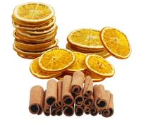 CYIOU 50 pcs Decoración Navidad Corona, 25 pcs Rodajas de Naranja Seca, 25 pcs Palitos de Canela para Decorar Corona de Navidad Adviento Set Manualidades Coronas Decoración del Árbol de Navidad