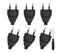 CYIOU 6 Piezas Conector Plano de Seguridad 2.5A/250V Enchufe Bipolar Macho Enchufe Plano Clavija Enchufe Macho Bipolar con Destornillador para Cable de alimentación, Negro