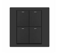 CYJAZNHH Panel de interruptor de luz de 1/2 vías, 4 unidades, 120x120mm, tira luminosa de PC retardante de llama, negro/blanco(Schwarz,4gang 2way)