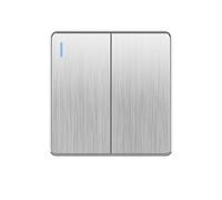 CYJAZNHH Panel de interruptor de luz tipo aluminio plateado 86, pulsador de 1-4 vías de 1-3 vías con indicador(2gang 3way)