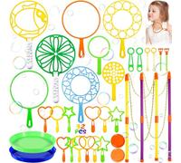 CYJJYZ 32Pcs Kit de Soplado de Burbujas, Kit de Varita de Burbujas, Juego de Burbujas de Jabón, Kit de Burbujas de Jabón para Actividades al Aire Libre, Fiestas de Cumpleaños, Juegos Infantiles