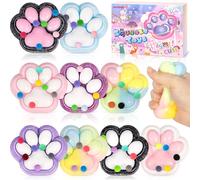 CYJJYZ 9 Pcs Juguete para Apretar con Pata de Gato, Kawaii Juguete Apretar con Forma Pata Gato, Squishy Pata de Gato, Juguetes para Aliviar la Ansiedad, para Niños y Adultos
