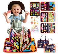 CYJJYZ Busy Board, Juguetes Montessori, Libro Montessori de Fieltro, Tablero Sensorial Portátil, Motricidad Fina Juguetes Regalospara Niños y Niñas 1 2 3 4 años