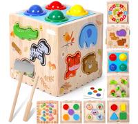 CYJJYZ Juguetes Montessori 8 en 1, Cubo Montessori, Cubo de Actividades de Madera, Motricidad Fina, Juguetes Educativos Montessori de Madera, para Niños y Niñas 1 2 3 4 Años