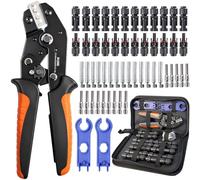 CYJJYZ Set de Crimpadora Solar para Cables PV de 2,5/4/6 mm²,con 1 Alicates de Crimpado,14 pares de Conectores Fotovoltaicos,12 pares Conectores Macho Hembra,2 Llaves,para Instalación Fotovoltaica