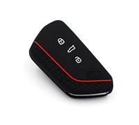 CYK www. CoverYourKey .de Funda para Llave VF para 3 Botones, Funda de Silicona para Llave de Coche, Color Negro y Rojo