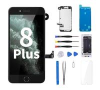 CYKJGS for iPhone 8 Plus Screen Replacement with Home Button Black Repair Kit 3D Touch LCD Display Digitizer Full Assembly Front Camera Ear Speaker Sensor Glass Fix Tool 8plus 5.5" A1864 A1897 A1898