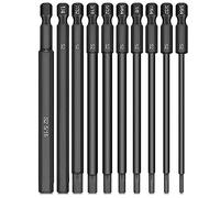 CYLBAQ Juego de 10 puntas hexagonales de 100 mm, 1/4 pulgadas, llave Allen magnética, cabeza hexagonal S2, llave Allen, hexagonal (5/64", 7/64", 1/8", 9/64", 5/32", 3/16", 7/32", 7/32", 5/16")