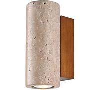 Cylinder Down Wall Light Indoor Natural Stone Wall Farmhouse Vintage Industrial Wall Mount Fixture Mid Century Wood Wall Lamp for Bedroom Hallway Bathroom Living Room Entryway(Cylinde