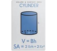 Cylinder Volume and Surface Area Formulas Vintage Aluminum Sign Educational 3D Shapes Decor for Home Office 8 X 12 in