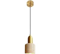 Cylindrical Chandelier with Natural Yellow Cave Stone Lampshade Kitchen Island Restaurant Chandelier Suitable,Iluminación interior