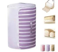 Cylindrical Roll-Up Quilt Storage Bag with Zipper, Self Compression Organizer for Duvets & Comforters, Space Saving Moving Bags with Handle, Washable Packing Cubes For Bedding, Blankets (B,Large)