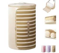 Cylindrical Roll-Up Quilt Storage Bag with Zipper, Self Compression Organizer for Duvets & Comforters, Space Saving Moving Bags with Handle, Washable Packing Cubes For Bedding, Blankets (C,L)