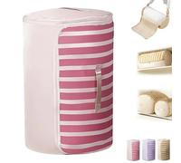 Cylindrical Roll-Up Quilt Storage Bag with Zipper, Self Compression Organizer for Duvets & Comforters, Space Saving Moving Bags with Handle, Washable Packing Cubes For Bedding, Blankets (A,Large)