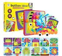 Cylora Mosaico Montessori Infantil, Juego Educativo 2-5 Años, Manualidad Creativa con 12 Cartas, 46 Botones, Tablero y Canasta, Juegos Creativo tipo puzle, Regalo Ideal Niños