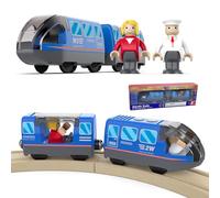 Cylora Tren eléctrico de Juguete Niños, Locomotora de acción con Pilas, Potente Juego de Tren de Motor, Compatible con Thomas Brio, Regalo Coche de Juguetes para Niños 3+ Años, Azul