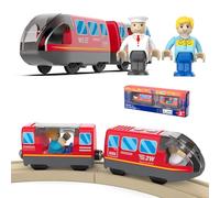 Cylora Tren eléctrico de Juguete Niños, Locomotora de acción con Pilas, Potente Juego de Tren de Motor, Compatible con Thomas Brio, Regalo Coche de Juguetes para Niños 3+ Años, Rojo