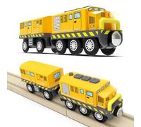 Cylora Tren Eléctrico Juguete Niños, Tren Juguete Locomotora con Sonido y Luz a Pilas, Tracción Magnética Fuerte, Compatible con Thomas, Brio, Regalo para Niños 3+ Años, Amarillo
