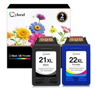 Cyloral 21XL 22XL Cartuchos de Tinta remanufacturados de Repuesto para HP 21 22 XL compatibles con Deskjet F380 4180 D1455 2460 2430 3930v PSC 1410v 1410xi Fax Officejet 4315 J3680, 1 Negro 1 Color
