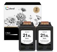 Cyloral 21XL Cartucho de Tinta remanufacturado de Repuesto para HP 21 XL Compatible con Deskjet F380 4180 D1455 2460 2430 3930v 3940v PSC 1410v 1410xi Fax Officejet 4315 J3680 Impresora, 2 Negro