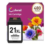 Cyloral 21XL Tinta para HP 21 OfficeJet 4315 4350 4360 4355 4300 Negro | HP DeskJet F380 F2280 F2290 D2360 3940 D2460 D1530 D1560 F2180 F4180 F390 PSC 1410 Fax 1250 3180 Cartuchos HP 21 22 XL