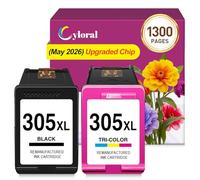 Cyloral 305XL Tinta Impresora para HP 305 DeskJet 2820e 4222e 2800e 2823e | DeskJet 4200e 4220e 2810e 2821e 2822e 4210e 2700e 2720 2721e 2722e 2723e 4120e Cartuchos HP 305 XL Tinta HP 305 Negro y Color