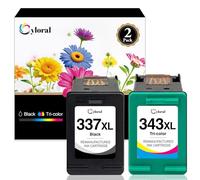 Cyloral 337XL 343XL Cartucho de Tinta remanufacturado de Repuesto para HP 337 343 XL Compatible con Photosmart 2570 2710 8150 C3100 C4180 D5160 DeskJet 5440 6310 Officejet 6315, 1 Negro 1 Color