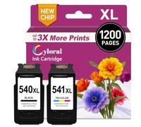 Cyloral 540 XL 541 XL Tinta para Canon 540 y 541 Pixma MG3650 TS5150 MG3550 | Canon Pixma MX475 MG3650S MG3600 TS5151 TS5100 MG4250 MG3250 MX470 MG3255 Cartuchos Canon 540 y 541 XL 540XL 541XL