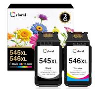 Cyloral 545XL 546XL cartucho de tinta remanufacturado de repuesto para Canon 545 546 XL compatible con Pixma MG2540 MG2556S MG2400 MG2450 MG2455 MG2500 MX490 MX494 TR4551 TR4640 TS3325 1 negro 1 color