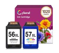 Cyloral 56XL 57XL Tinta para HP 56 57 PSC 1210 1215 1315 1350 1355 | HP Photosmart 7760 7150 7350 HP Officejet 4105 4255 5505 5510 6105 6110 Imprimante Cartuchos HP 56 57 Negro y Color