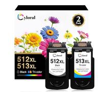 Cyloral Cartucho de Tinta Reciclado de Repuesto Compatible con MP230 MP280 MP495 MP270 MX360 MX420 iP2700 MP250 para Canon PG-512XL CL-513XL 512 513 XL 510 511 (1 Negro, 1 Color)