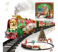 Cylosyn Juego de Trenes navideños de 72 Piezas Tren de Control Remoto con Spray y Sonido