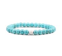 CYLRWSR Pulsera elástica clásica de cuentas de piedra natural de 6 mm para mujeres y hombres, color negro mate, ojo de tigre, 19cm, Piedra, Ágata