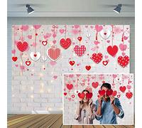 CYLYH 2,1 x 1,5 m Love Sweet Heart San Valentín blanco ladrillo pared telón de fondo fotografía brillante día de la madre bebé ducha nupcial recién nacido niño fiesta decoración Banner D518