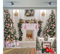 CYLYH Fondo de fotografía de Navidad de 10 x 8 pies para niños, decoración de chimenea de Navidad, fondo de fiesta de Navidad, telón de fondo temático de chimenea de Navidad para decoración de