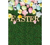 CYLYH Fondo de Pascua de 6 x 8 pies, telón de fondo de fotografía de primavera y Pascua, hierba verde, rosa, floral, colorido huevos, fondo de fiesta de cumpleaños para niños, telón de fondo de fiesta de Pascua, D813