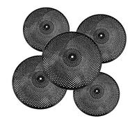 cymbales batterie Juego De Platillos Negros De Bajo Volumen De 5 Uds. Hi-Hat De 14"+Crash De 16"+Crash De 18"+Paseo De 20" Para La Práctica Del Baterista