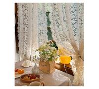 CYMMIYT Cortinas de Encaje Cortinas con Borde Ondulado, Cortina De Partición Encaje Palacio, Gasa Bordada Beige Vintage(W130cmXH200cm 1pc)