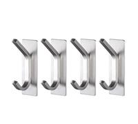 CYMMIYT Ganchos Pared No Drilling Kitchen Bathroom Storage Holder Robe Towel Rack Door key Clothes Coat Bag Hanger Hook Organizer Holder Rack(Sliver-4pcs)