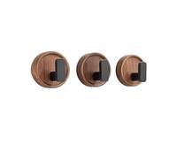CYMMIYT Ganchos Pared Walnut Wood Coat Rack Hooks Black Wall Hangers for Hanging Keys Clothes Bathroom Robe and Towels and Entryway(Black 3)