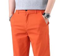 CYMMIYT Pantalon Chino Hombre Slim Fit Pantalones de Negocios Rectos de algodón elástico con Cintura elástica(Orange,XL)